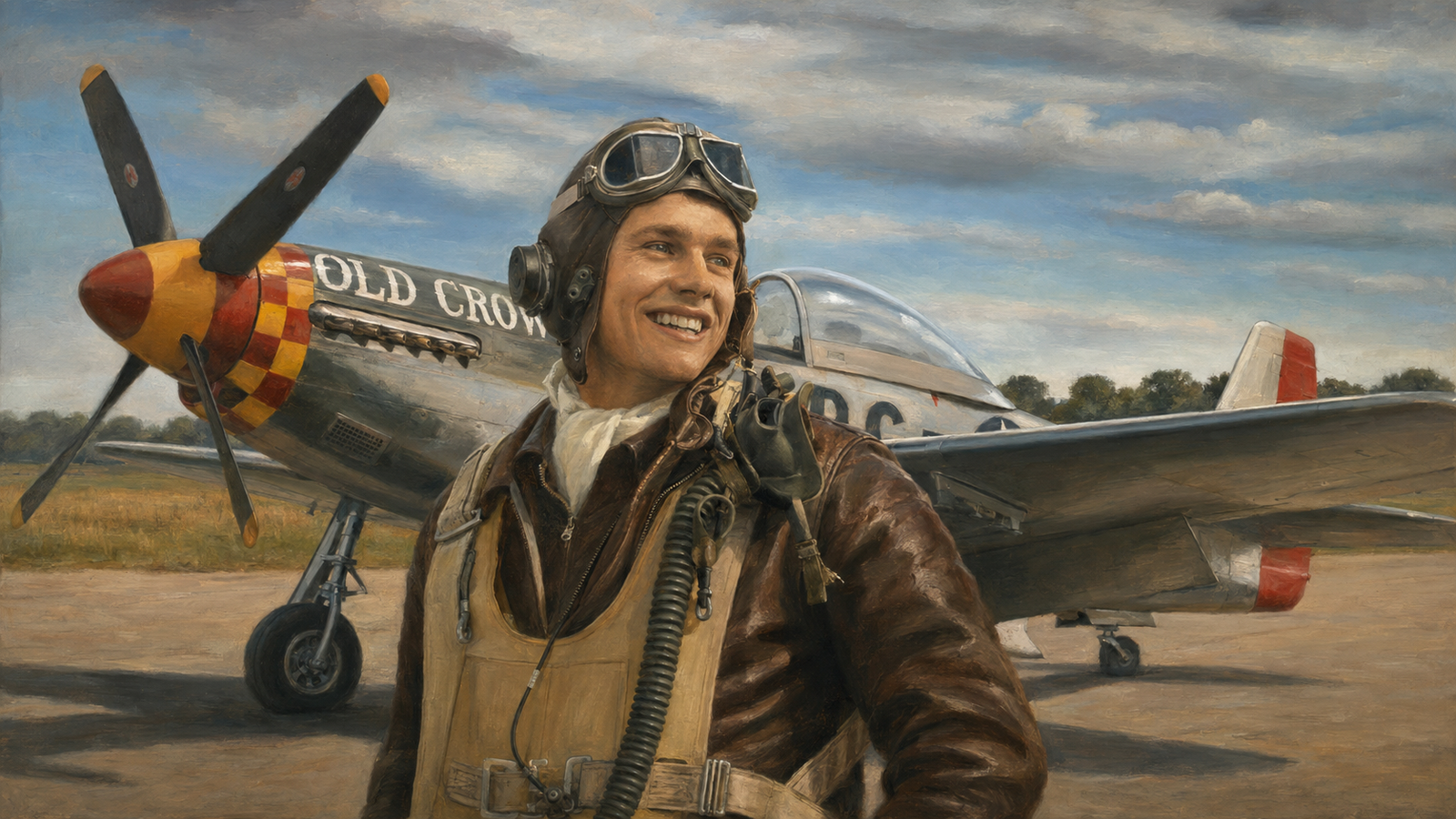 Clarence Anderson with his P-51 Old Crow.