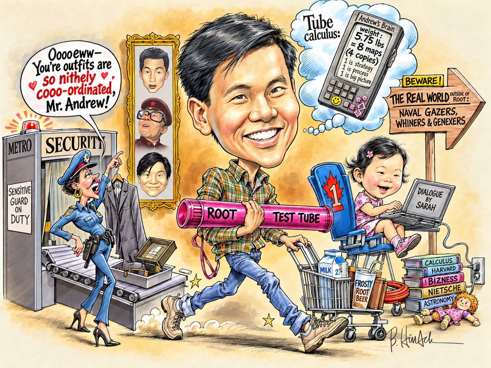 Andrew in a playful caricature inspired by Map Tube Calculus.