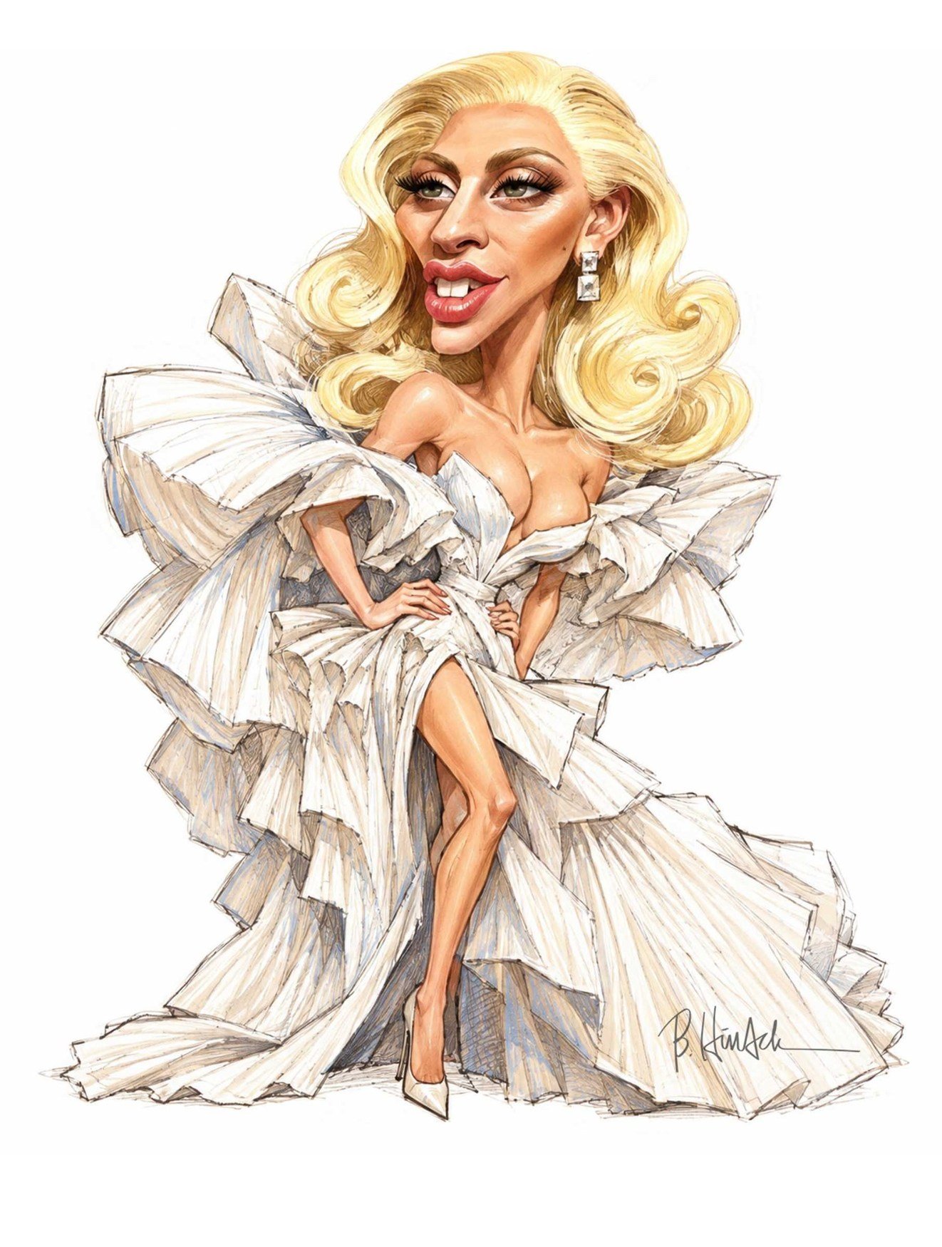 Lady Gaga in an extravagant fashion-forward costume.
