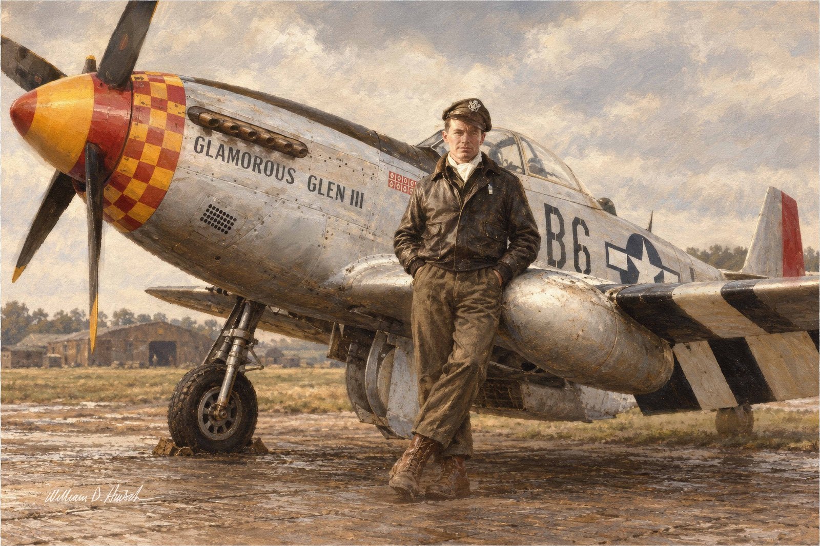 Chuck Yeager beside his P-51 Mustang.